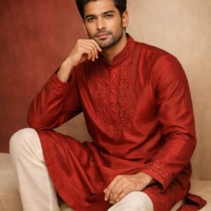 Gentle Red Classic Festive Punjabi - RB85