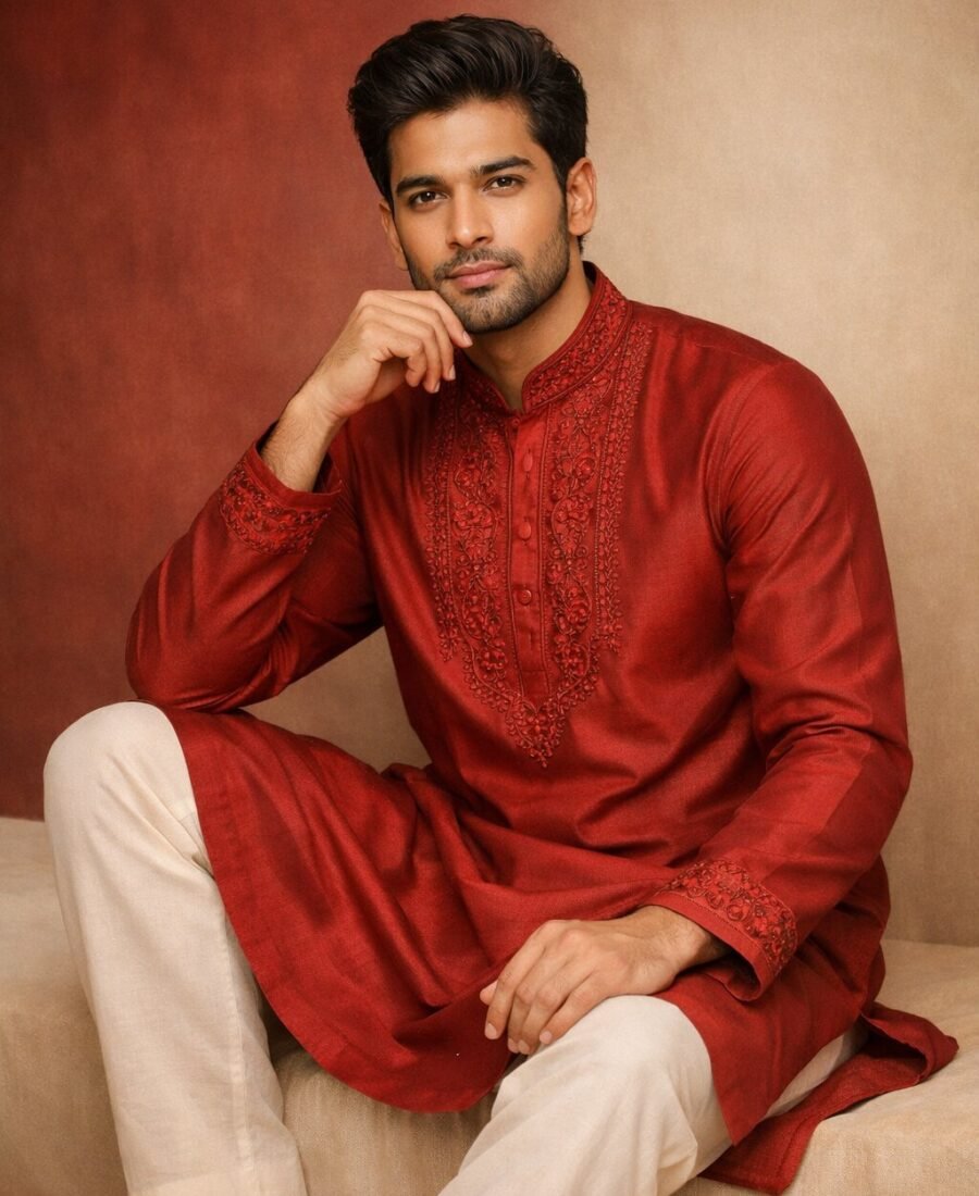 Gentle Red Classic Festive Punjabi - RB85